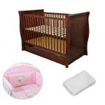 Patut multifunctional Regal Venghe + Saltea Cocos + Lenjerie 3 piese Roz