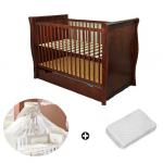 Patut multifunctional Regal Venghe + Saltea Cocos + Lenjerie 5 piese Crem
