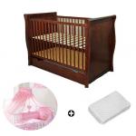 Patut multifunctional Regal Venghe + Saltea Cocos + Lenjerie 5 piese Roz