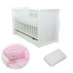Patut multifunctional Regal White + Saltea Cocos + Lenjerie 3 piese Roz