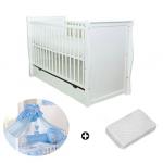 Patut multifunctional Regal White + Saltea Cocos + Lenjerie 5 piese Blue