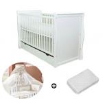Patut multifunctional Regal White + Saltea Cocos + Lenjerie 5 piese Crem