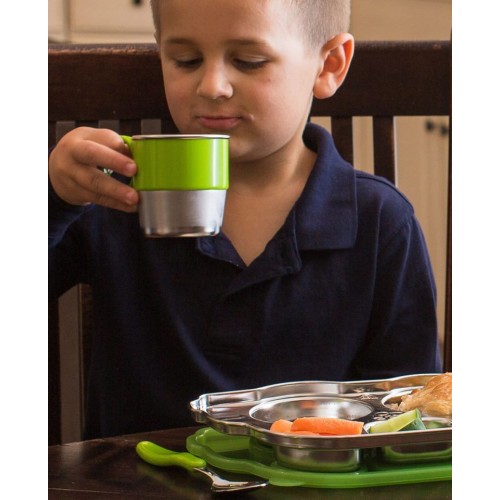 Cana de invatare smart stainless cup green