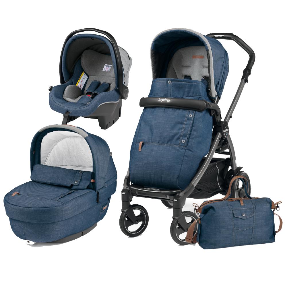 Carucior 3 in 1 peg perego book plus 51 s black completo elite urban denim
