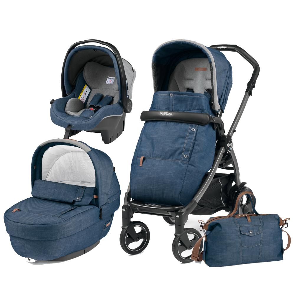 Carucior 3 in 1 peg perego book plus s black completo elite urban denim