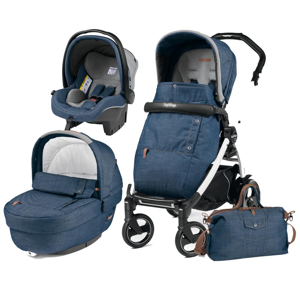 Carucior 3 In 1 Peg Perego Book Plus S BlackWhite Completo Elite Urban Denim