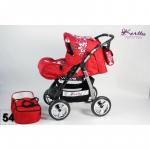 Carucior 2 in 1 Kerttu VIP 54 rosu cu flori albe