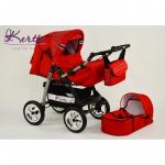 Carucior 2 in 1 Kerttu VIP 83 rosu cu buline albe