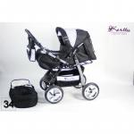 Carucior 2 in 1 Kerttu Vip 34 negru cu alb si puncte