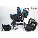 Carucior 3 in 1 Kerttu Vip 2 negru cu albastru