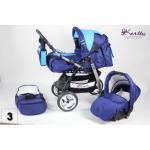 Carucior 3 in 1 Kerttu Vip 3 albastru inchis cu bleu