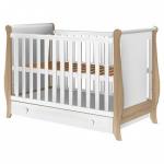 Patut copii din lemn Mira 120x60 cm alb-natur cu sertar