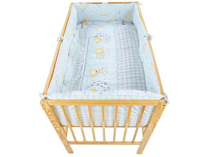 Lenjerie patut cu 5 piese 120x60cm Teddy Stelute Blue M1