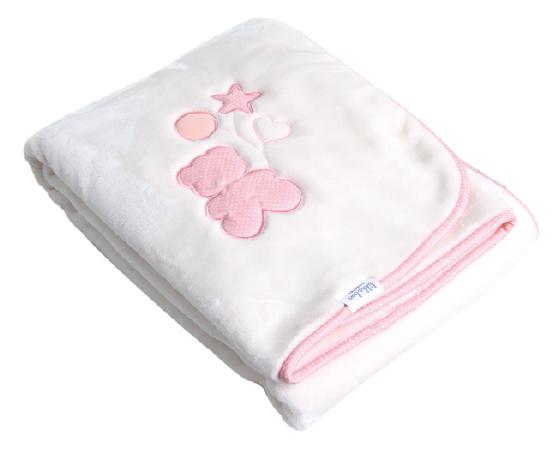 Paturica cu broderie 110x80 cm My Little Bear Pink