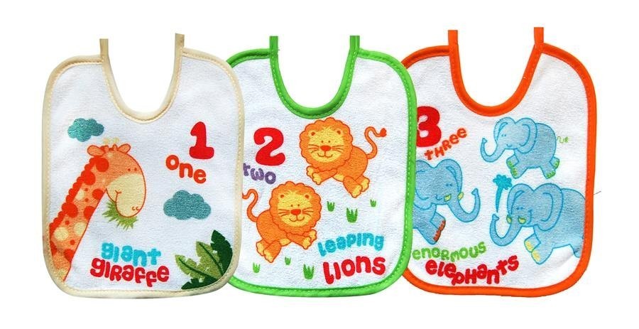 Set 3 bavete mici cu snur bobobaby girafa-leu-elefant