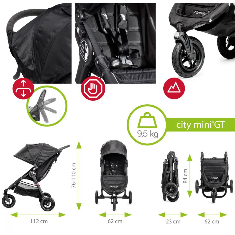 Carucior City Mini GT 3 Black sistem 2 in 1 Baby Jogger imagine noua responsabilitatesociala.ro