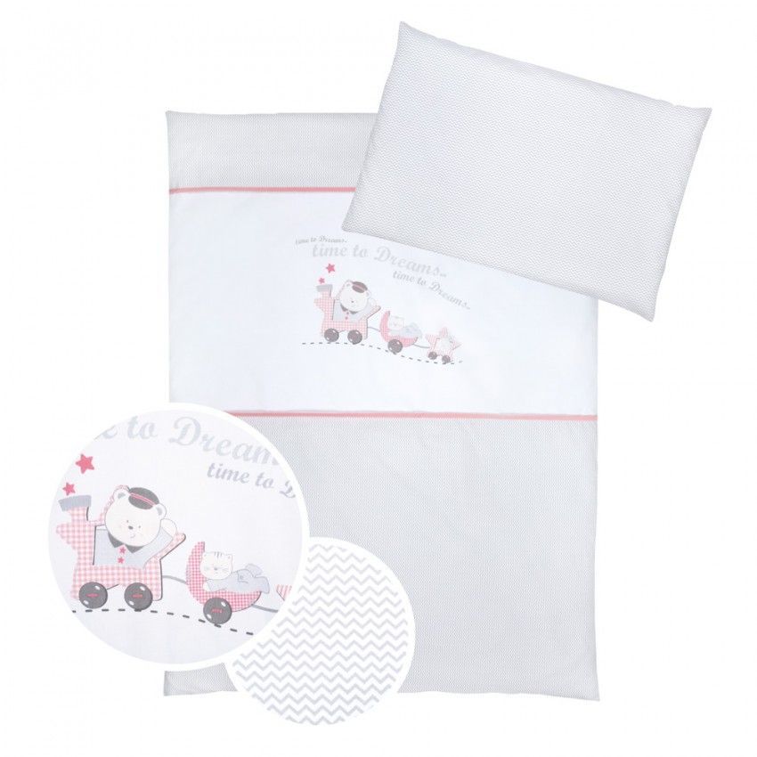Set lenjerie 3 piese klups choo-choo - pinkgrey