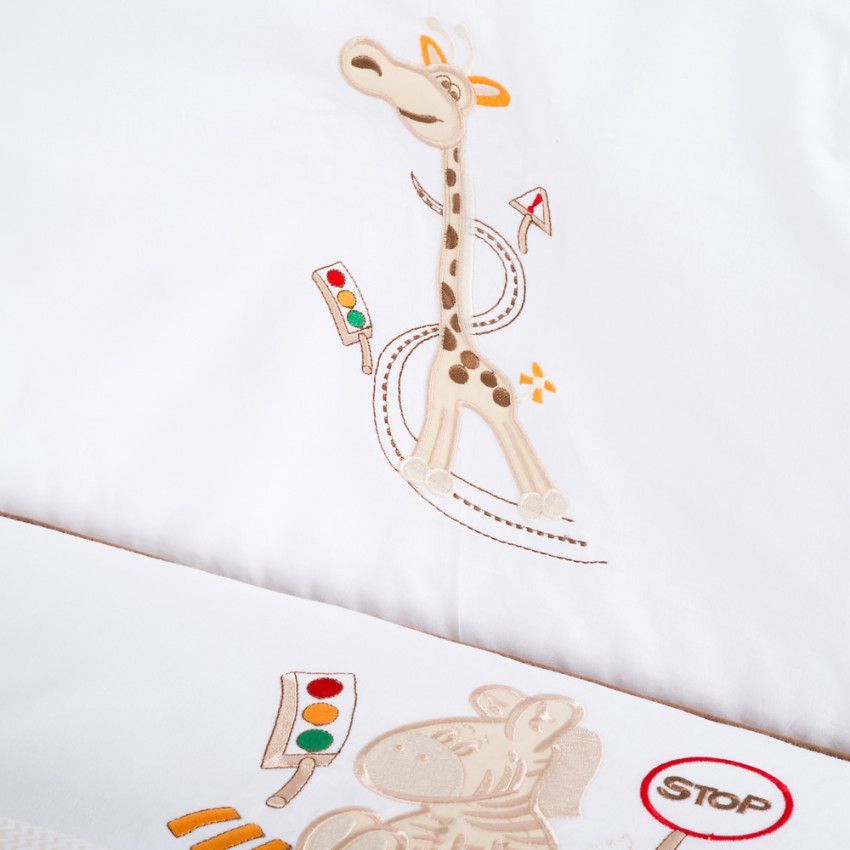 Set lenjerie brodata 5 piese klups giraffe ecru