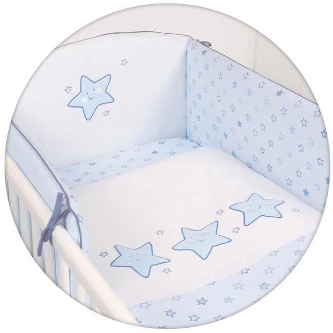 Lenjerie de pat Ceba Baby cu 3 piese Steluta albastra Ceba Baby imagine noua