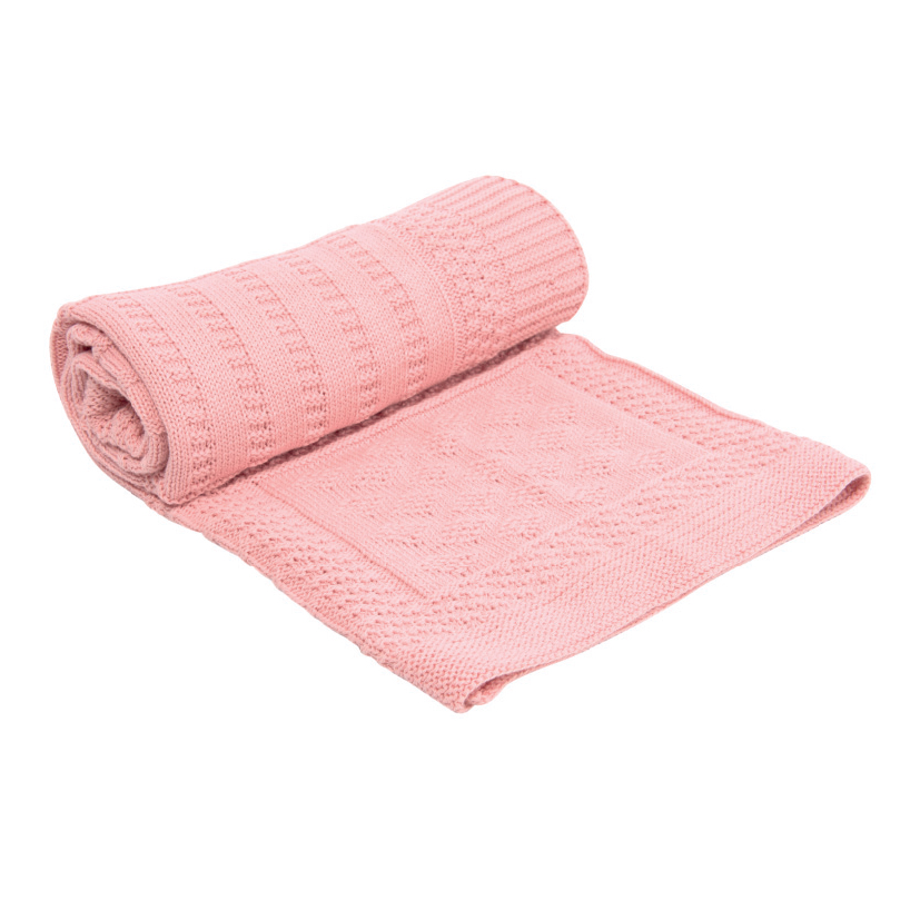 Paturica tricotata din bumbac geometry pink