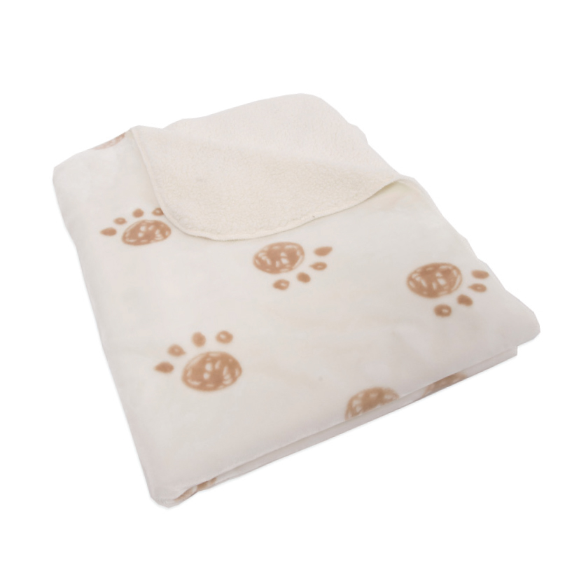 Paturica dubla sherpa 80x100cm paws ivory