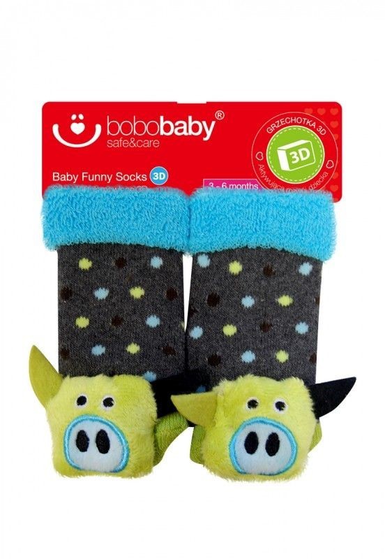 Set de cadou paturica + sosete 3-6 luni 3d bobobaby blue leu