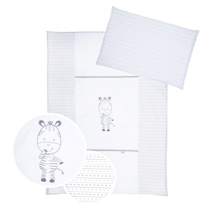 Set lenjerie brodata 2 piese klups funny zebra - grey