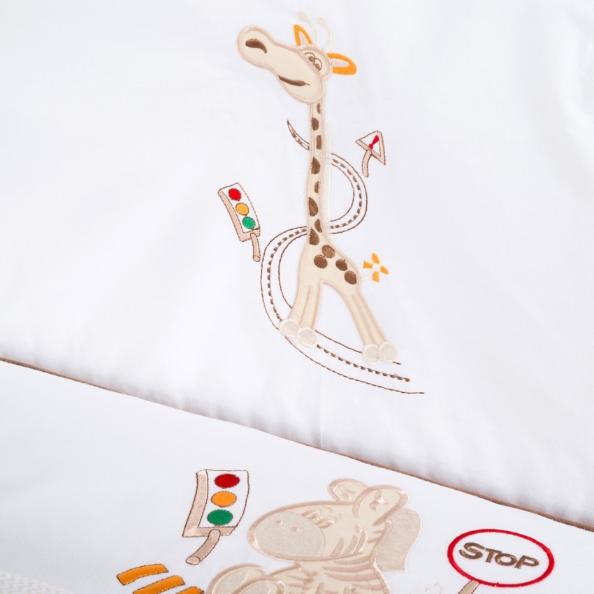 Set lenjerie brodata 2 piese klups giraffe ecru
