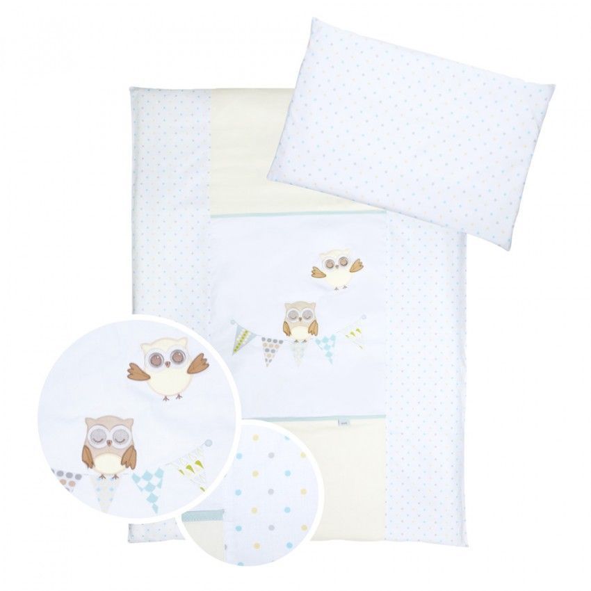 Set lenjerie brodata 2 piese klups night birds - blue