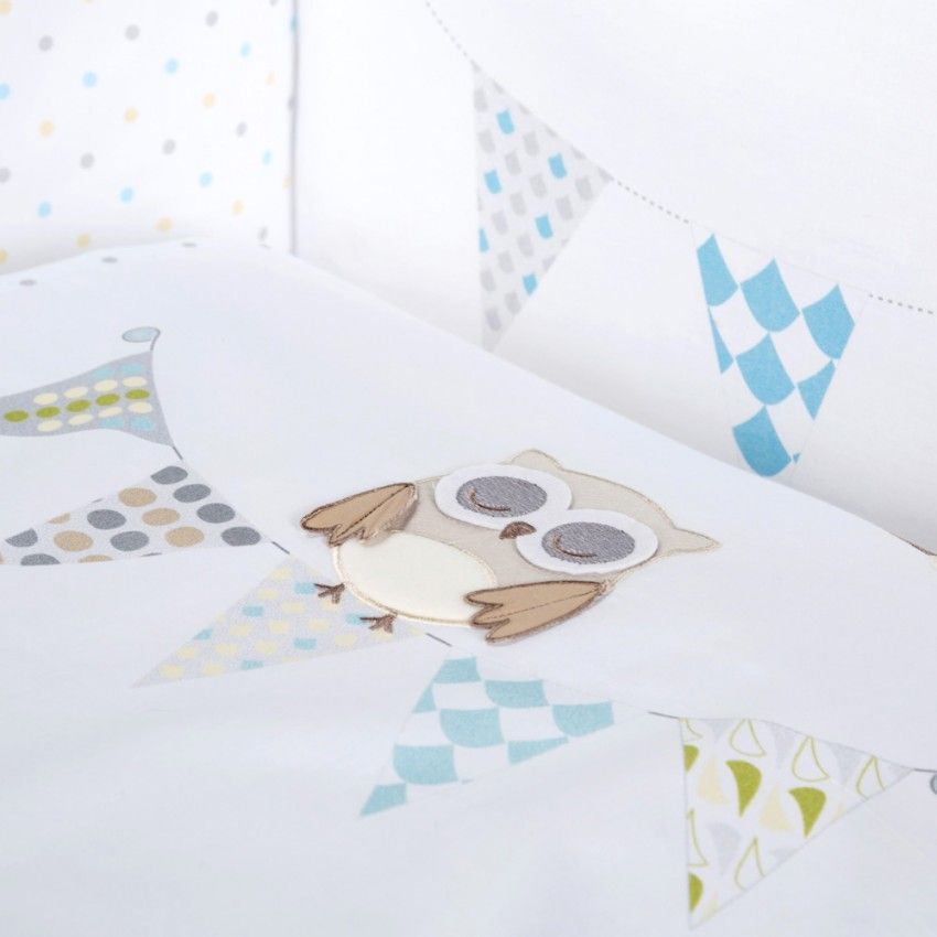 Set lenjerie brodata 3 piese klups night birds - blue