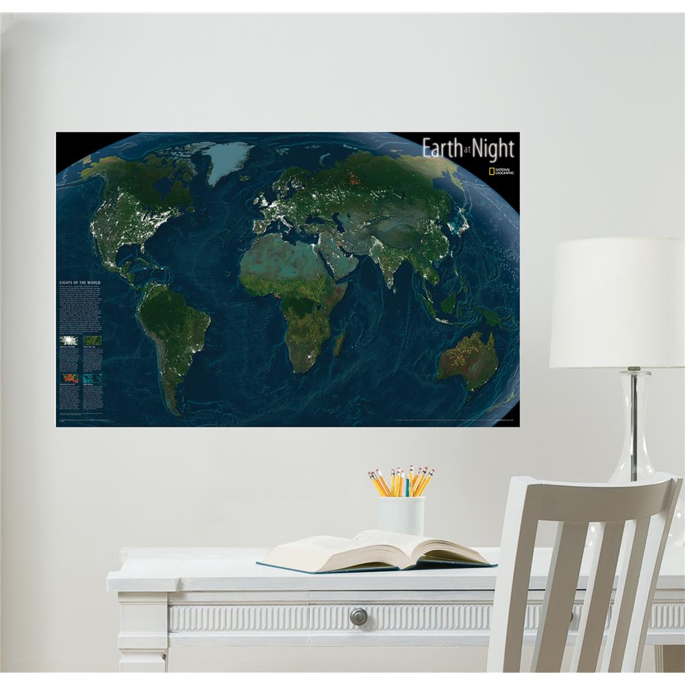 Sticker decorativ fosforescent wallpops earth at night glow in the dark