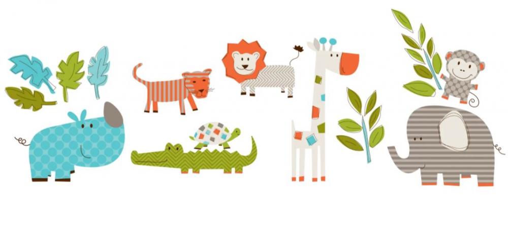 Stickere decorative cu animalute WallPops Lets go on safari