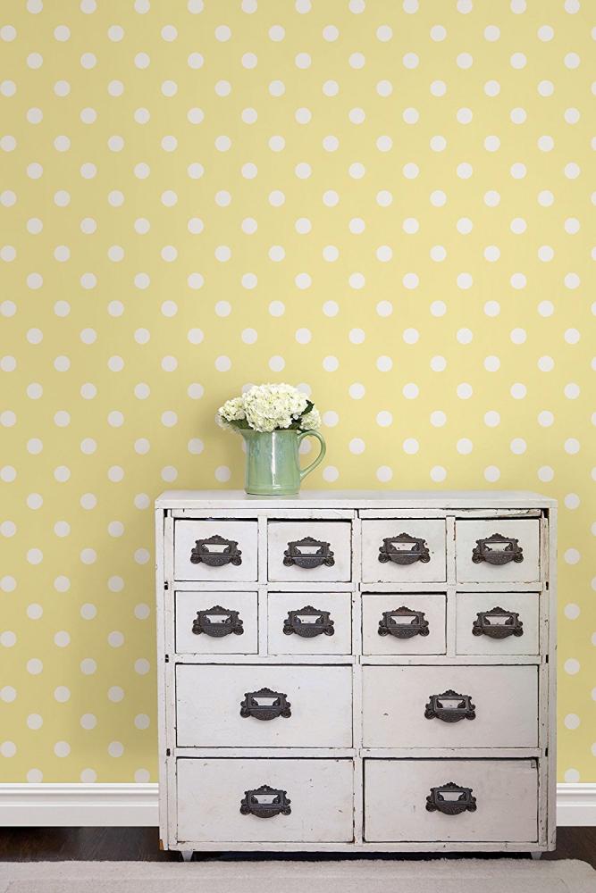Tapet din vinil cu buline wallpops yellow dotie
