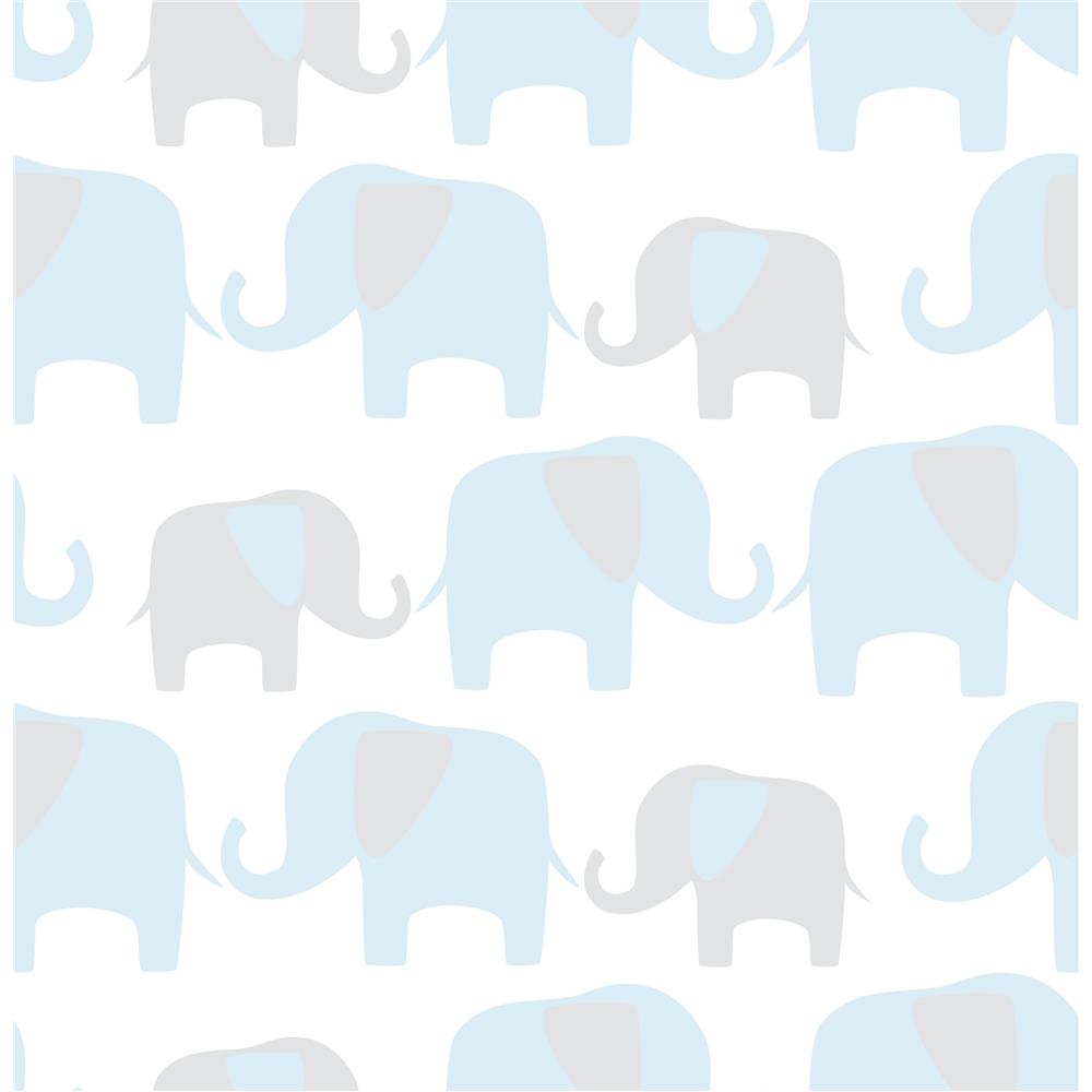 Tapet din vinil cu elefantei WallPops Blue Elephant Parade