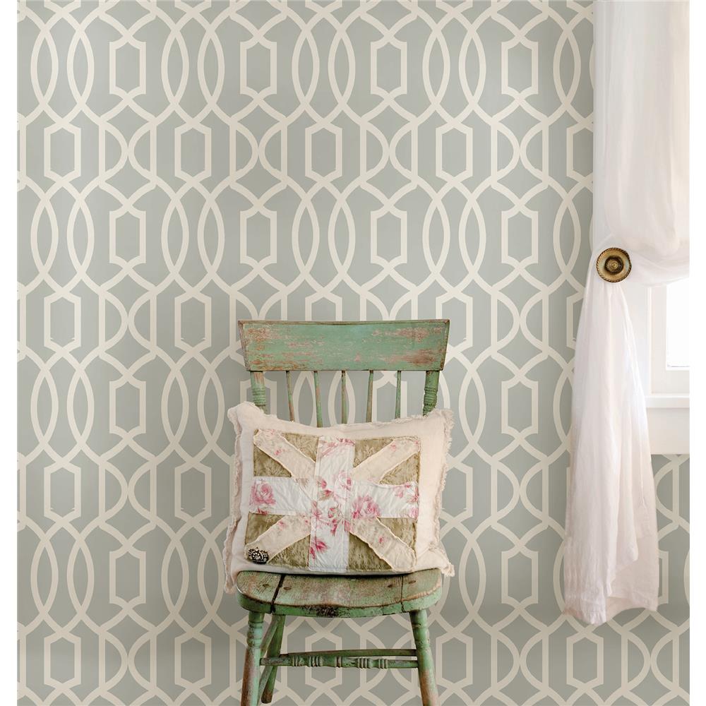 Tapet din vinil cu model geometric WallPops Grey Grand Trellis