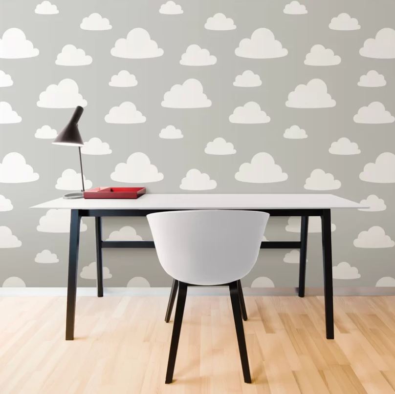 Tapet din vinil cu norisori WallPops Clouds Grey