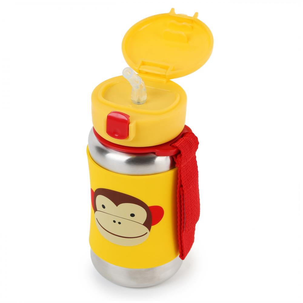 Sticla din otel inoxidabil cu pai zoo monkey