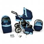 Carucior 3 In 1 Kunert Silver Albastru Deschis Albastru Inchis