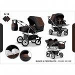 Carucior pentru gemeni Mikado Duet 3 in 1 D-19 (Negru/Cappuccino)