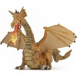 Figurina Papo dragon auriu inaripat cu flacara