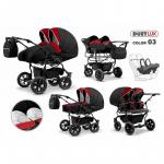 Carucior 3 in 1 pentru gemeni Mikado Duet Lux D-03