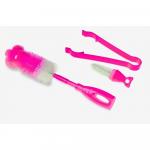 Perie pentru biberoane tetine si cleste prindere3 in 1 Nuvita 1485 pink