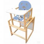Scaun de masa multifunctional din lemn Klups Aga I Natur Sweet Bear Albastru/Gri nasuc
