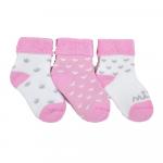 Set 3 perechi de sosete din bumbac flausate 3-6 luni Pink