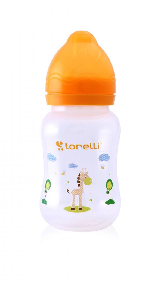 Biberon cu gat larg 250 ml animals yellow