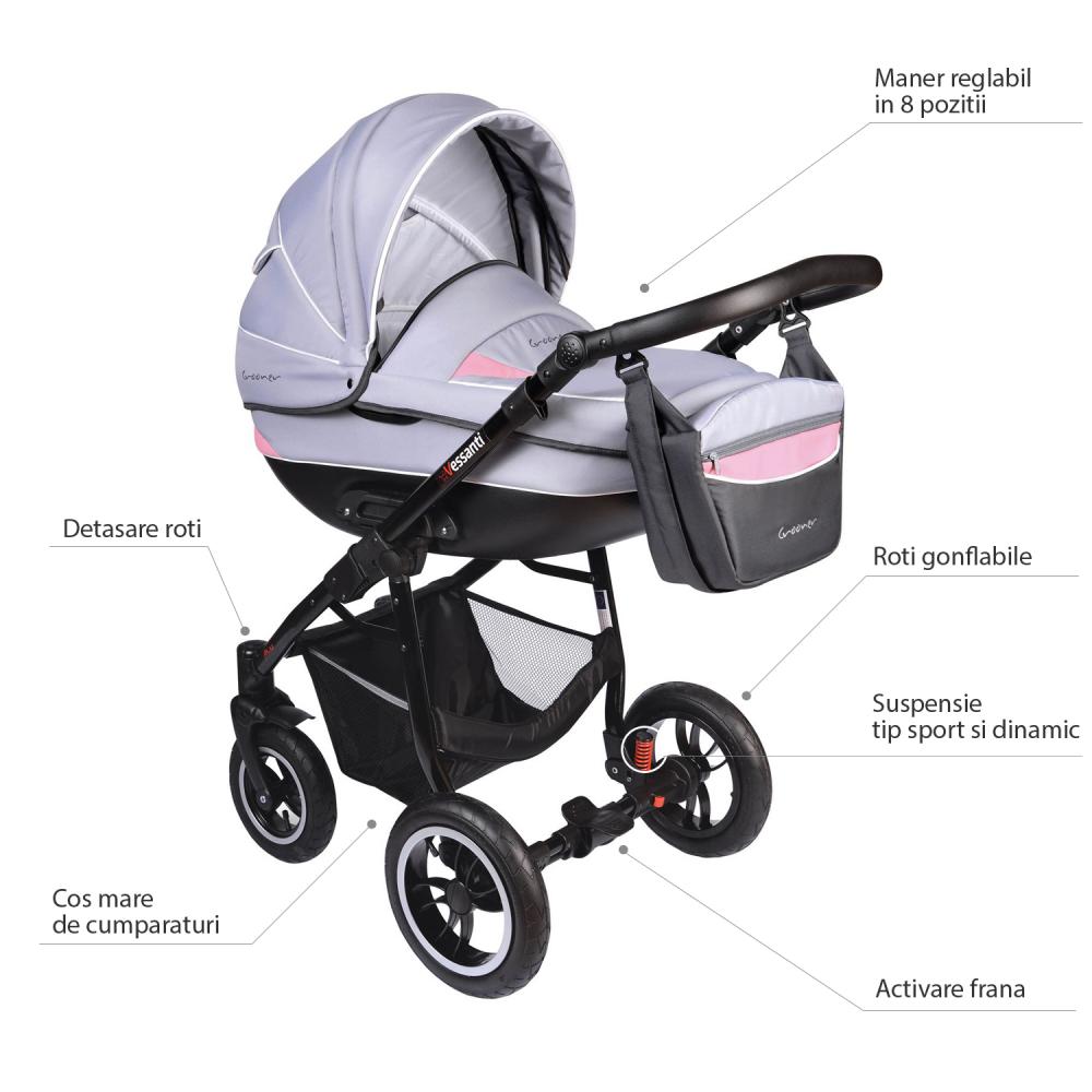 Carucior Crooner 2 in 1 Vessanti PinkGray - 3 | YEO