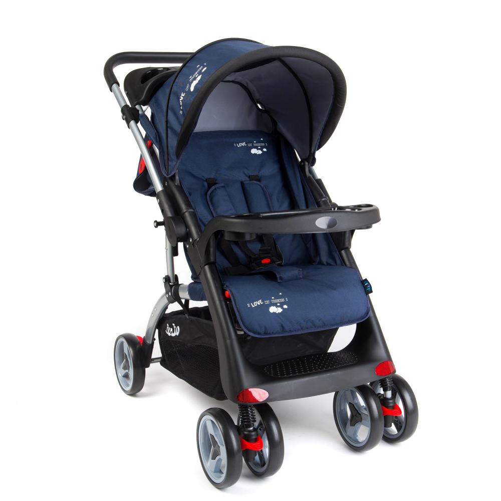Carucior cu maner reversibil i love my parents bleumarin