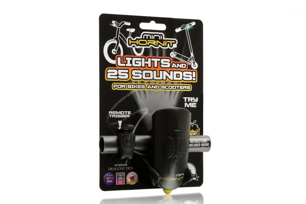 Claxon mini hornit cu lumina negru si galben