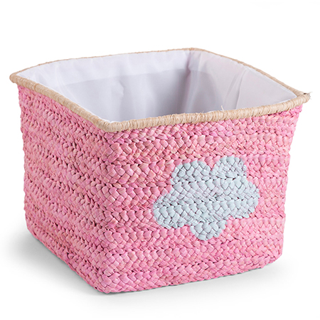 Cos de jucarii impletit 30x33x33cm Pink Star Cloud