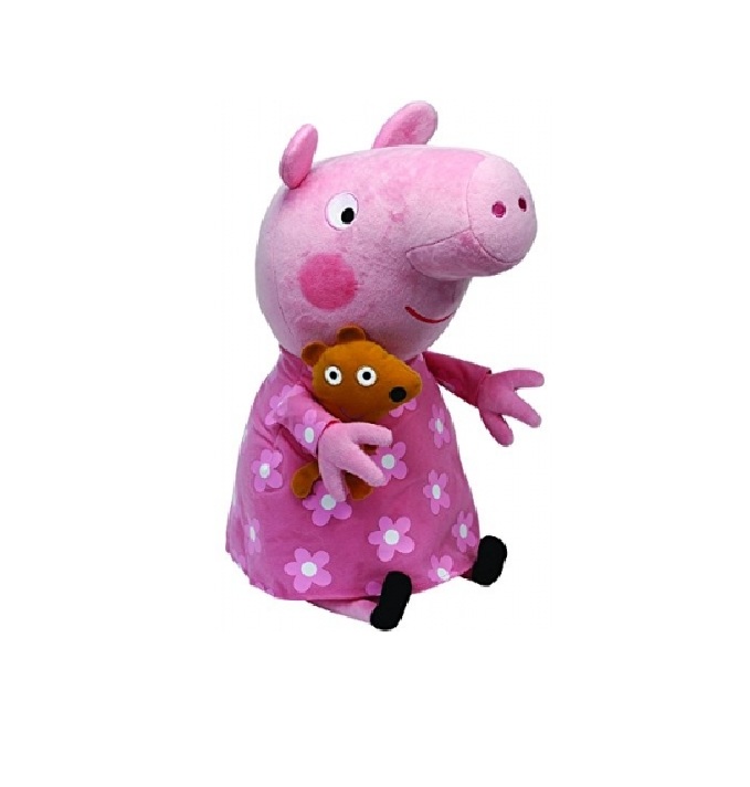 Plus licenta Peppa Pig, Peppa in camasa de noapte (28 cm) - Ty